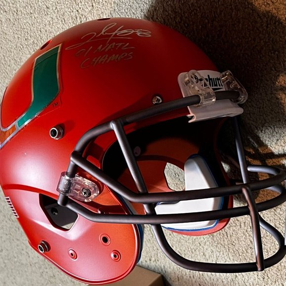 Miami Hurricanes Clinton Portis Signed F/S SCHUTT Helmet Tristar coa 01 Natl chp - Picture 7 of 10